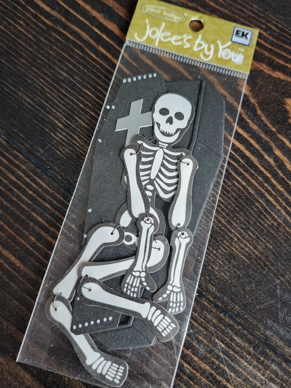 Jolees Movable Skeleton Coffin Casket Halloween 3D Scrapbook Sticker RETIRED #18